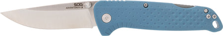 SOG Adventure LB Lockback Folder 3.50" Satin 5Cr13MoV Drop Point Blade Nordic Blue GRN Handle