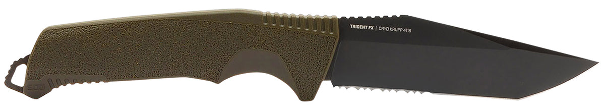 SOG Trident FX 4.20" Fixed Blade Tanto TiNi Partially Serrated 1.4116 SS Blade Olive Drab GRN Handle