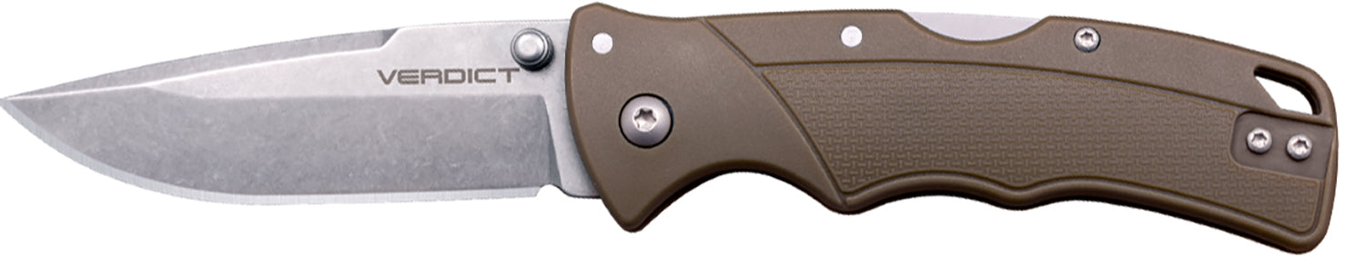 Cold Steel Verdict EDC 3" Folding Tanto Plain 4116 Krupp Stainless Blade, Flat Dark Earth Textured Handle
