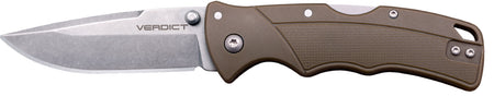 Cold Steel Verdict EDC 3" Folding Tanto Plain 4116 Krupp Stainless Blade, Flat Dark Earth Textured Handle
