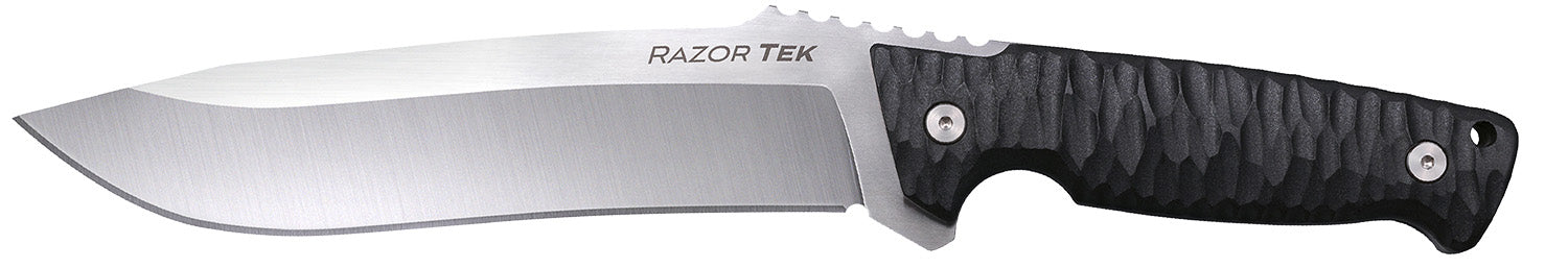 Cold Steel Razor Tek EDC 6.5" Fixed Clip Point Plain Satin 4116 Krupp SS Blade w/ Black Textured Scales
