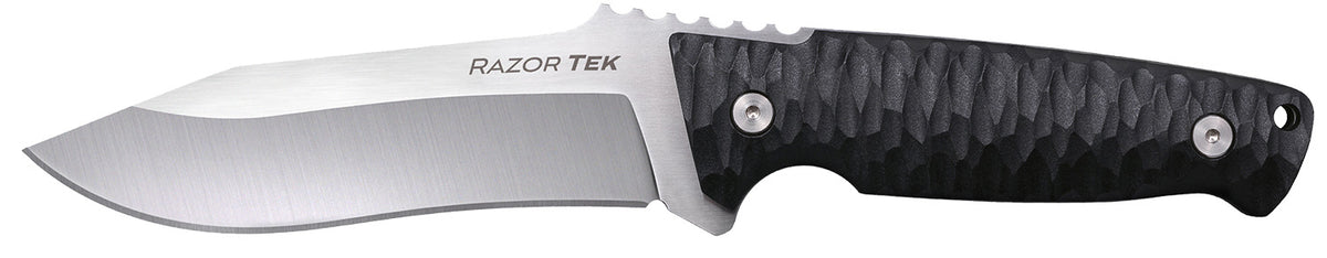 Cold Steel Razor Tek EDC 5" Fixed Clip Point Plain Satin 4116 Krupp SS Blade w/ Black Textured Scales
