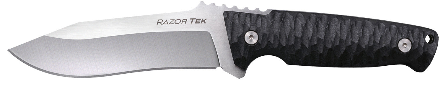 Cold Steel Razor Tek EDC 5" Fixed Clip Point Plain Satin 4116 Krupp SS Blade w/ Black Textured Scales