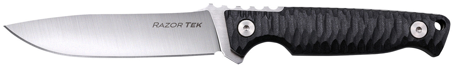 Cold Steel Razor Tek EDC 4" Fixed Clip Point Plain Satin 4116 Krupp SS Blade w/ Black Textured Scales