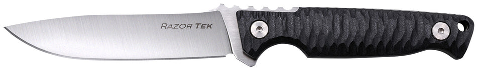 Cold Steel Razor Tek EDC 4" Fixed Clip Point Plain Satin 4116 Krupp SS Blade w/ Black Textured Scales