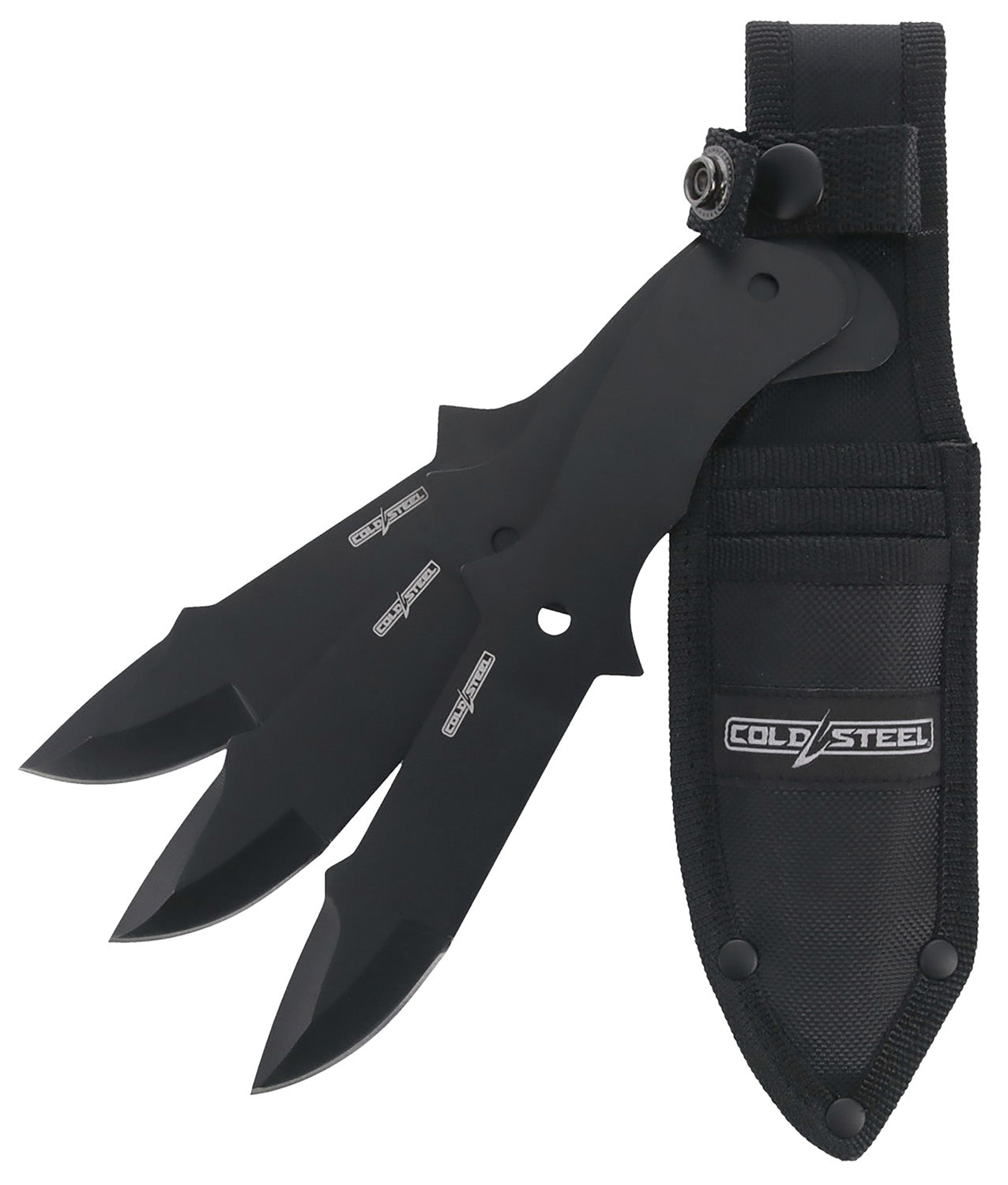 Cold Steel 3-Piece Throwing Knife Set Fixed 8" Drop Point Plain Black Oxide 420 Stainless Blade w/ Nylon Sheath