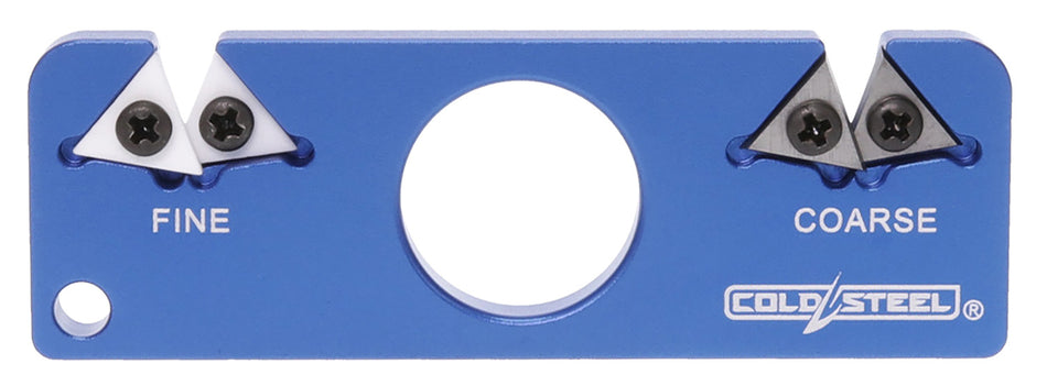 Cold Steel CSKS21CC Blue Carbide and Ceramic Pocket Knife Sharpener, Lanyard Hole