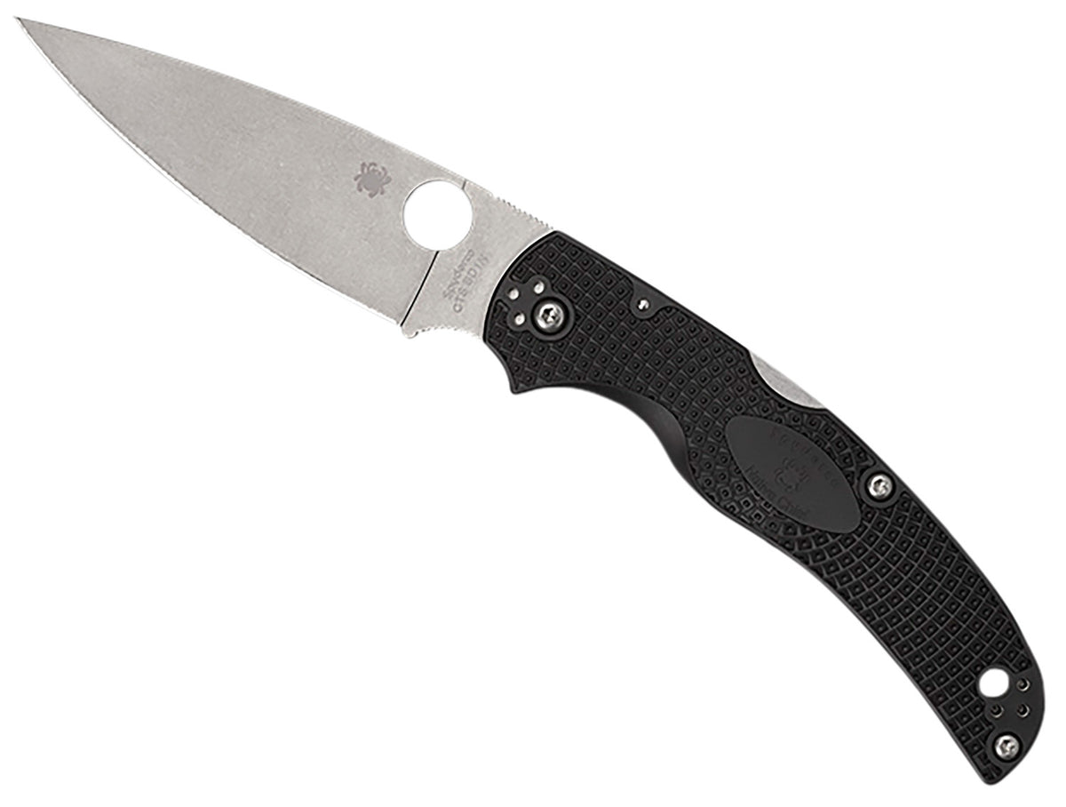 Spyderco Native Chief Lightweight C244PBK 4.02" Plain Stonewashed BD1N Stainless Blade Black FRN Handle w/ Pocket Clip