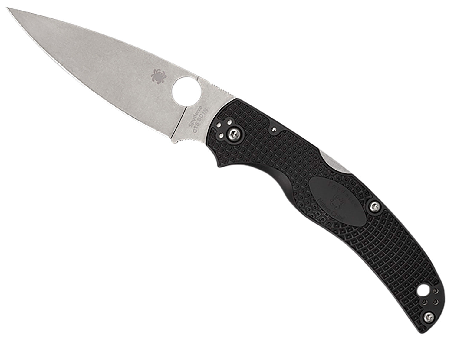 Spyderco Native Chief Lightweight C244PBK 4.02" Plain Stonewashed BD1N Stainless Blade Black FRN Handle w/ Pocket Clip