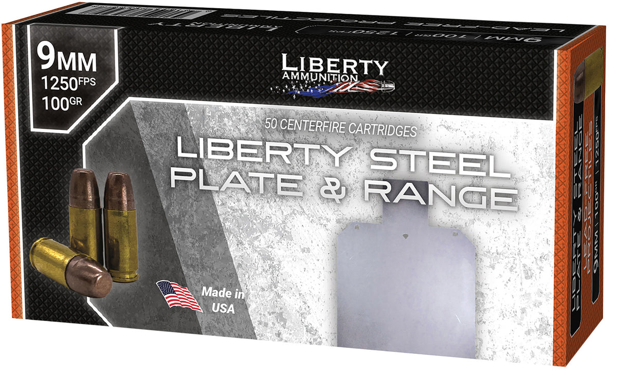Liberty Ammunition Steel Plate & Range Frangible Flat Nose 100 Grain 9mm Luger/Parabellum 1250 fps 691835753997
