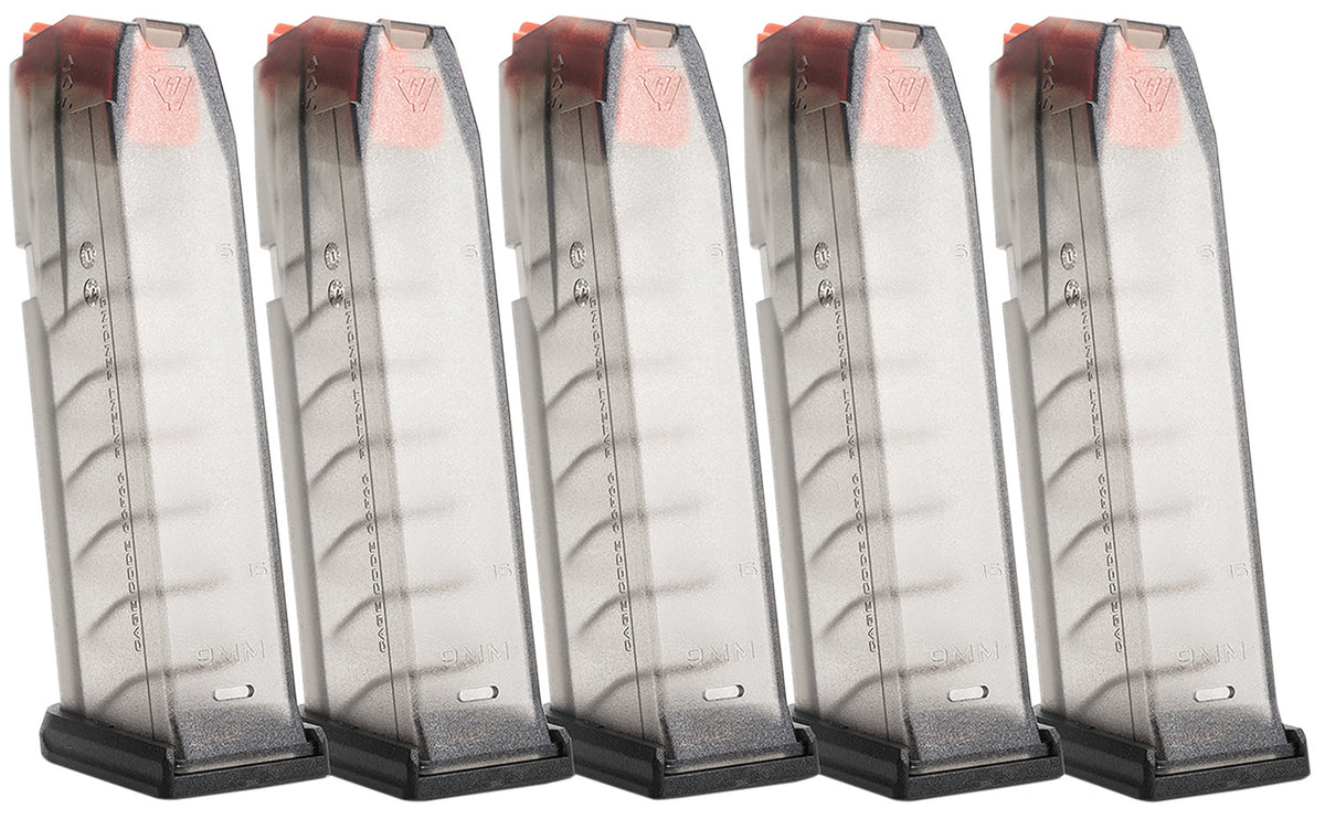 Strike Industries GMAG19X5 15rd Translucent Smoke Magazines for Glock 19/26 Gen3-5, 5-Pack