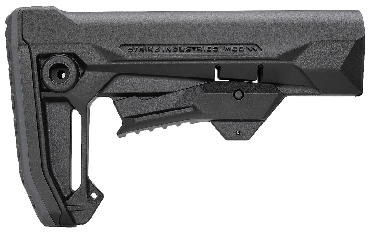 Strike Industries MOD2 Black Polymer AR Rifle Stock with QD Sling Points and Rubber Buttpad
