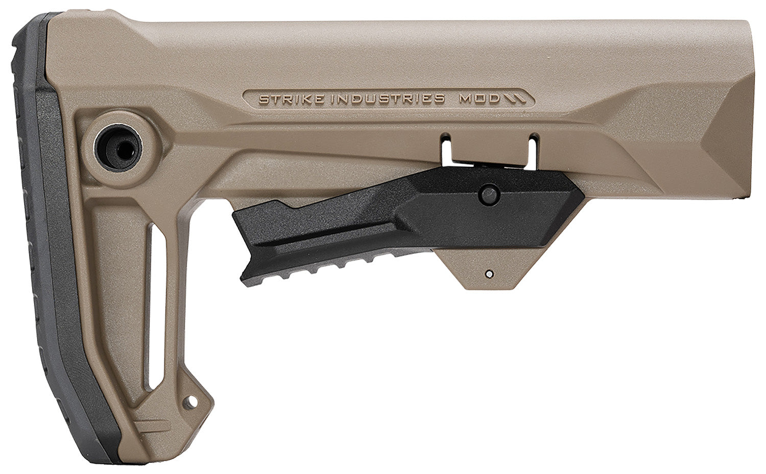 Strike Industries MOD2 FDE Polymer AR Rifle Stock with QD Sling Points and Rubber Buttpad