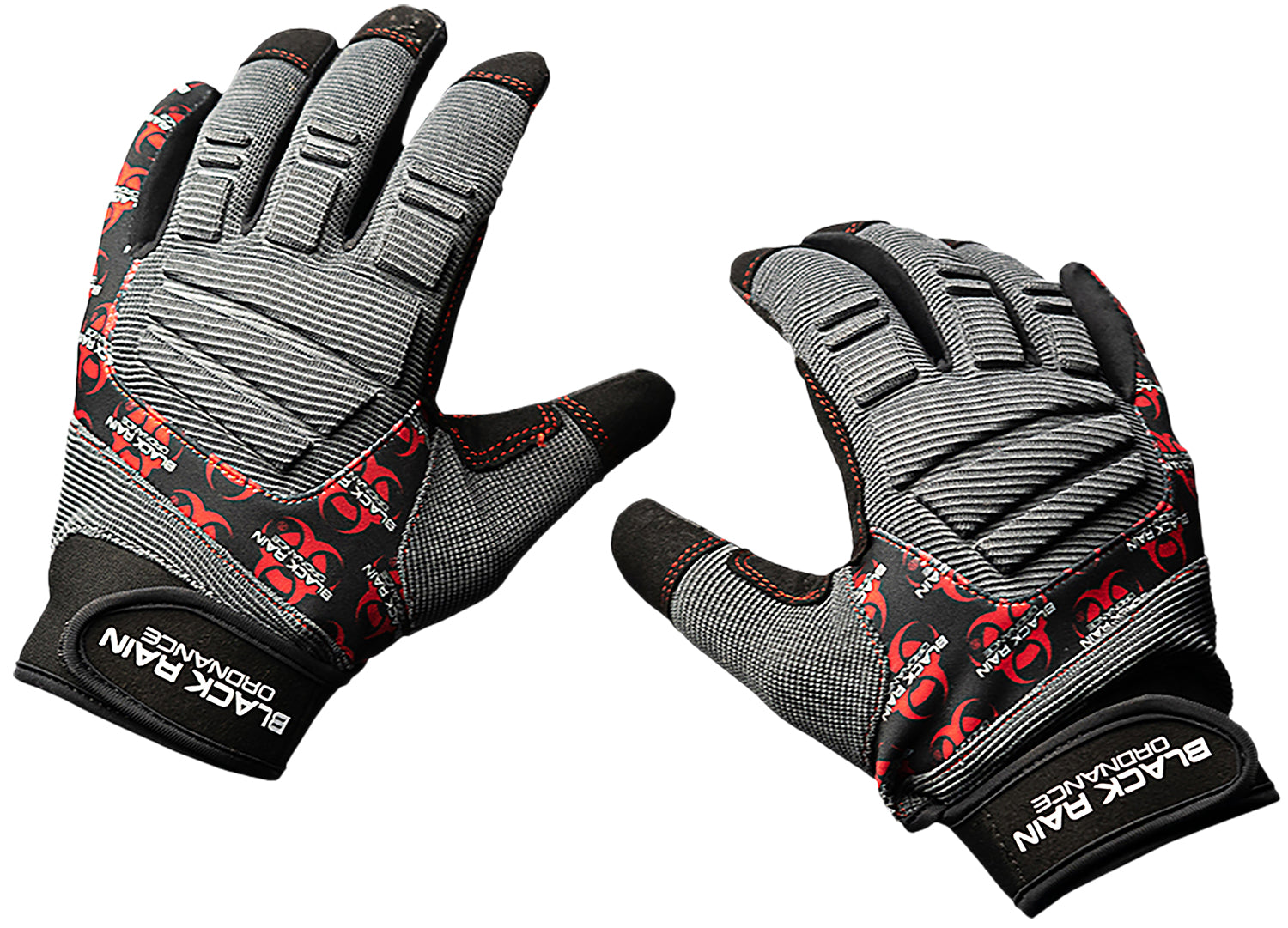 Black Rain Ordnance TACTGLOVEGRY/BLK/RD Tactical Gloves Small Black/Gray/Red Velcro