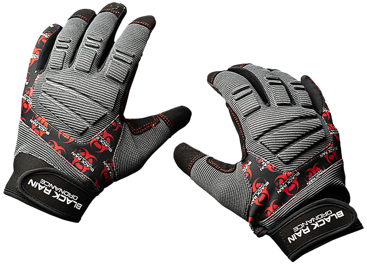 Black Rain Ordnance TACTGLOVEGRY/BLK/RD Tactical Gloves Medium Black/Gray/Red Velcro