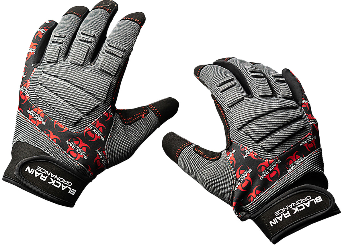 Black Rain Ordnance TACTGLOVEGRY/BLK/RDL Tactical Gloves Large Black/Gray/Red Velcro