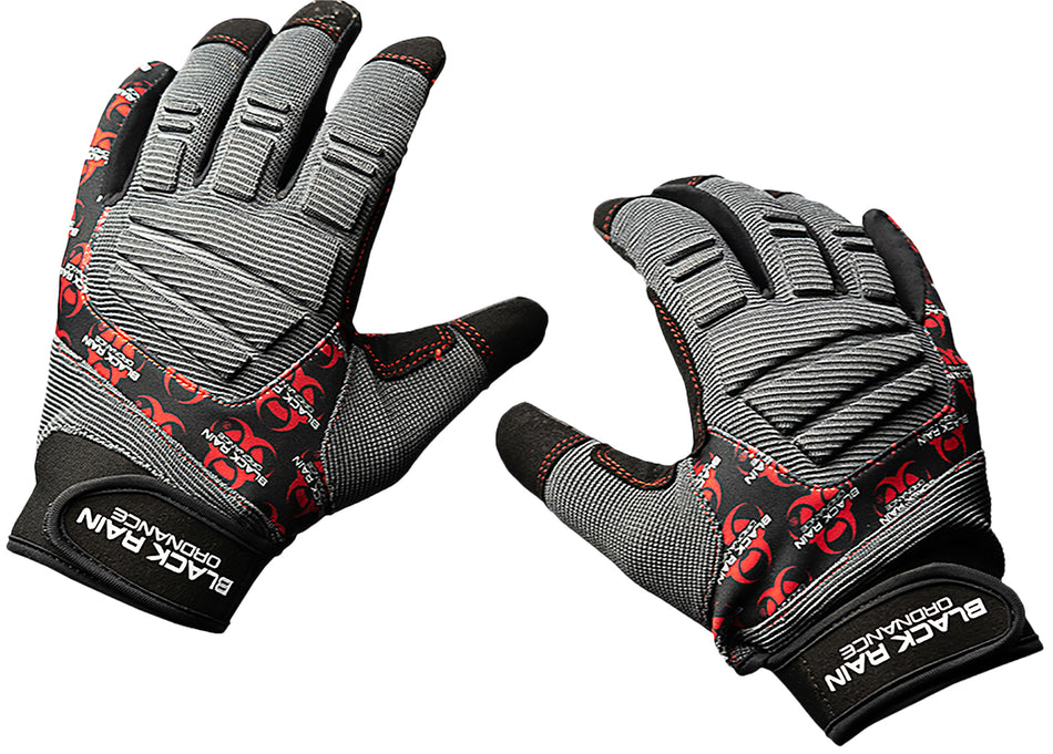 Black Rain Ordnance TACTGLOVEGRY/BLK/RDL Tactical Gloves Large Black/Gray/Red Velcro