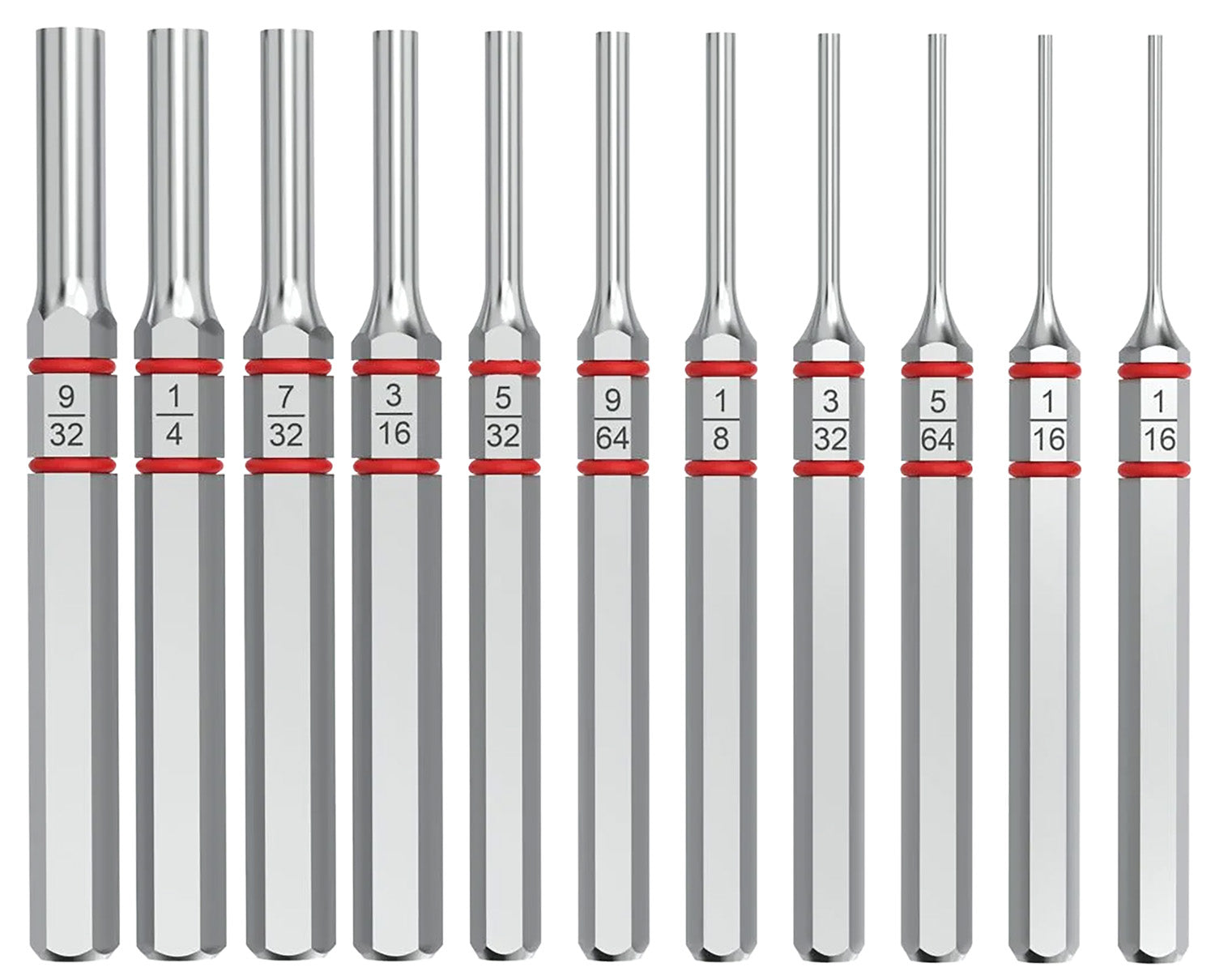 Real Avid Accu-Punch Standard Pin Punch Set Silver Steel 11-Piece Universal Firearm Gunsmithing