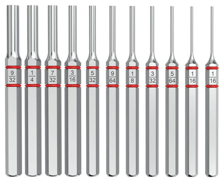 Real Avid Accu-Punch Standard Pin Punch Set Silver Steel 11-Piece Universal Firearm Gunsmithing