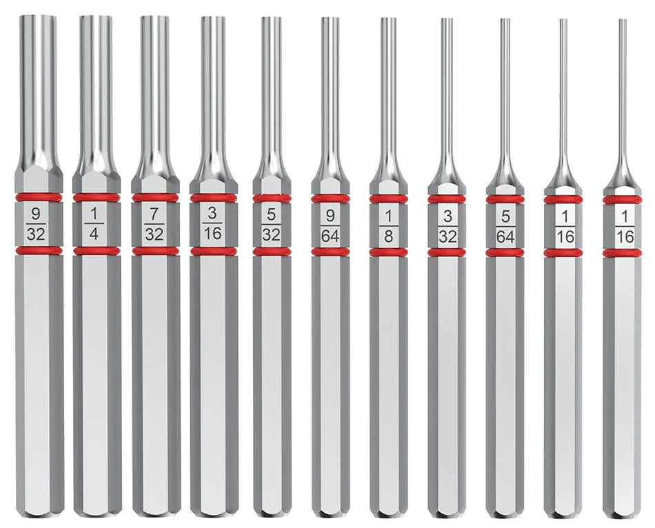 Real Avid Accu-Punch Standard Pin Punch Set Silver Steel 11-Piece Universal Firearm Gunsmithing