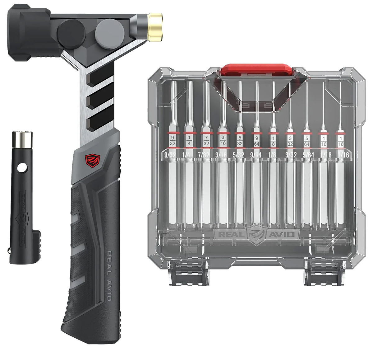 Real Avid Master Hammer and Accu-Punch 11-Piece Standard Punch Set Black/Silver for Universal Firearm