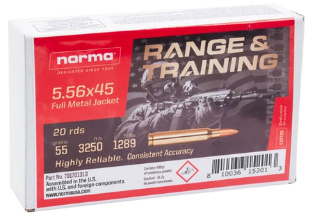 Norma .223 Remington Range & Training 55 grain Full Metal Jacket ammunition