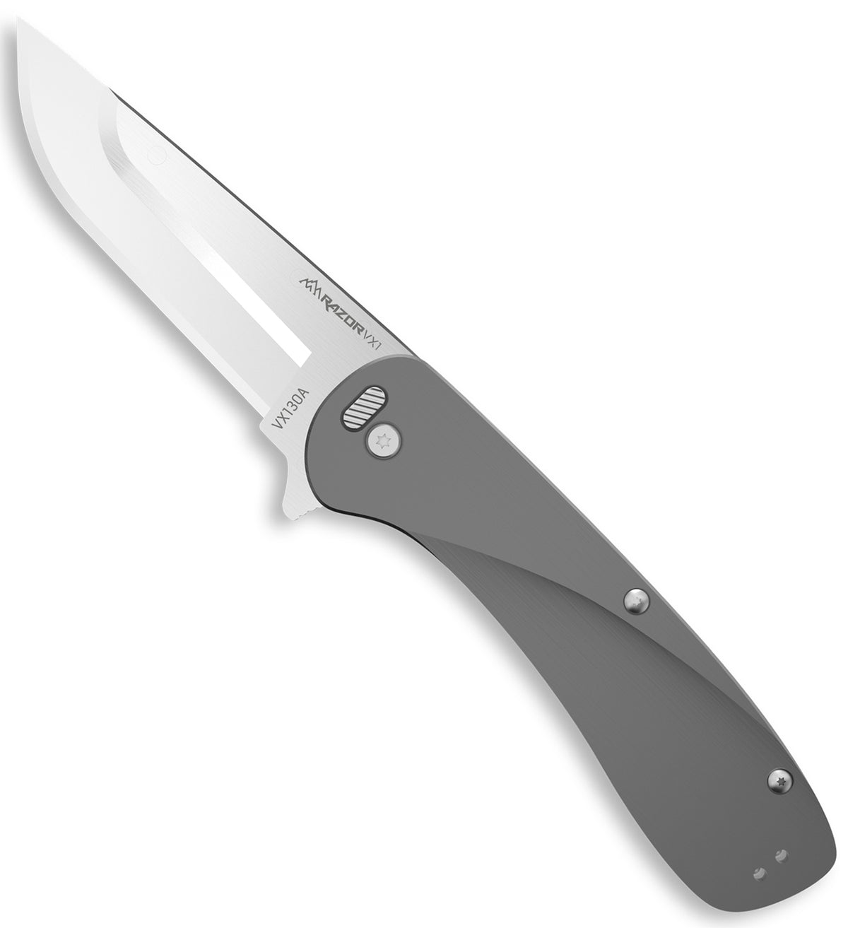 Outdoor Edge Razor VX1 EDC Folding Knife 3" Satin 420J2 Stainless Steel Blade Gray Aluminum Handle
