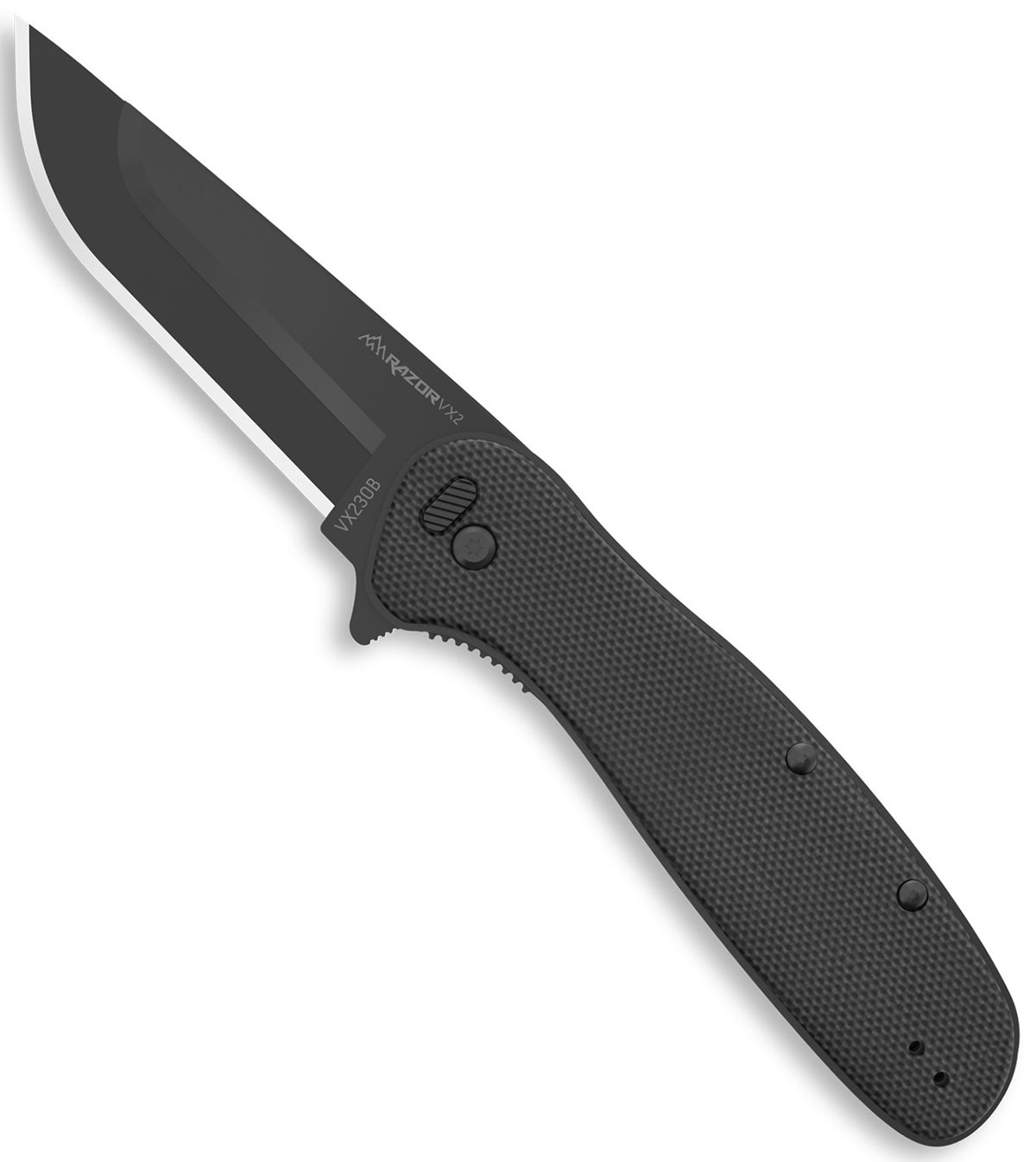Outdoor Edge Razor VX2 EDC Folding Knife 3" Black Oxide 420J2 Stainless Steel Blade Black Textured G10