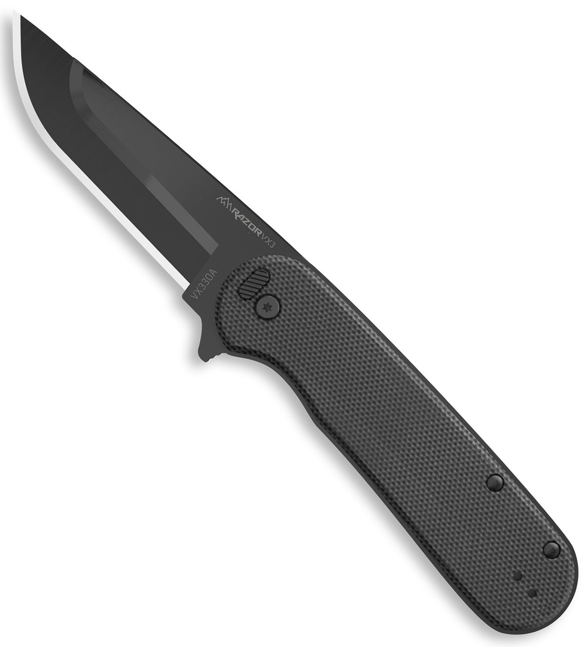 Outdoor Edge Razor VX3 EDC Folding Knife 3" Black 420J2 Drop Point Stainless Steel Blade Green G10