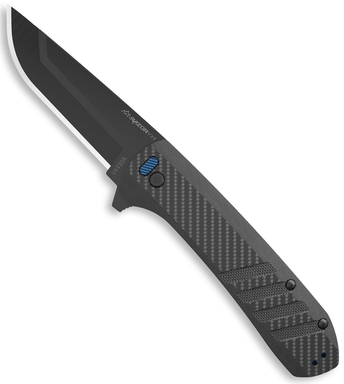 Outdoor Edge Razor VX4 EDC Folding Knife 3" Black Oxide 420J2 SS Drop Point Blade Carbon Fiber/G10