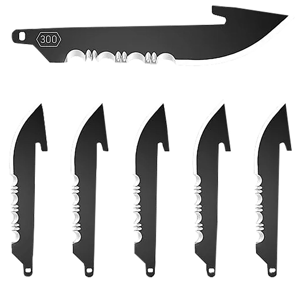 Outdoor Edge RRS30K6C RazorSafe 3" Black Serrated Drop Point Replacement Blades – Pack of 6