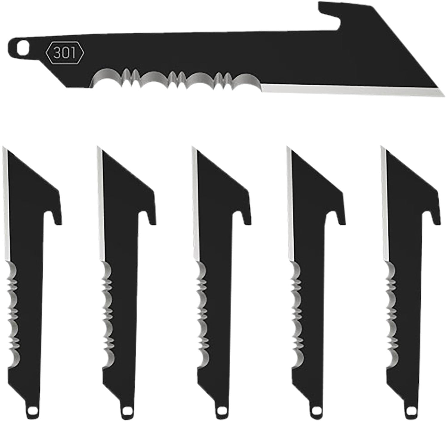 Outdoor Edge RRUS30K6C RazorSafe 3" Black Serrated Utility Replacement Blades – Pack of 6