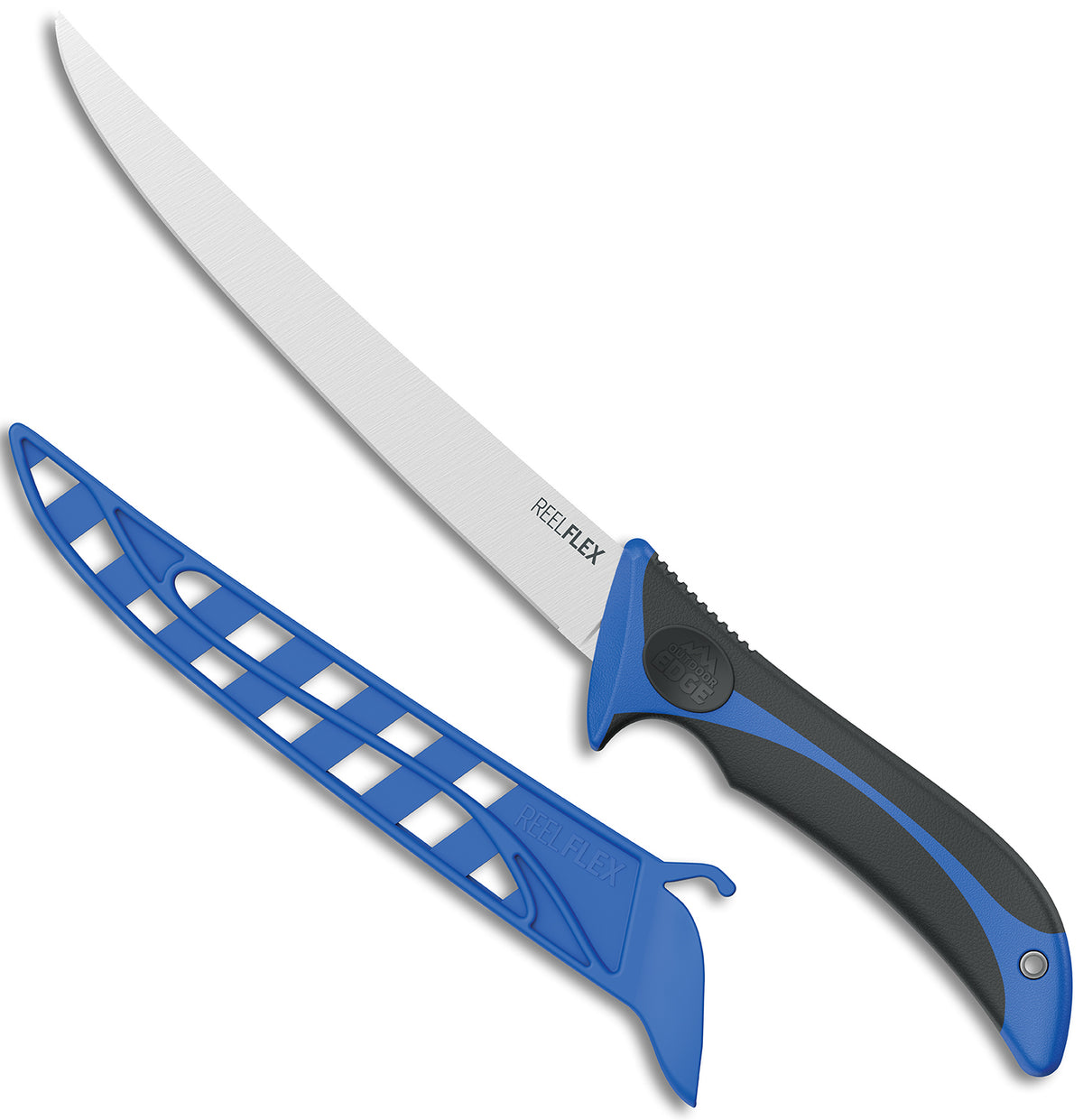 Outdoor Edge ReelFlex RF75C 7.50" Fixed Fillet Knife Satin 4116 SS Blade Blue/Black TPR Handle
