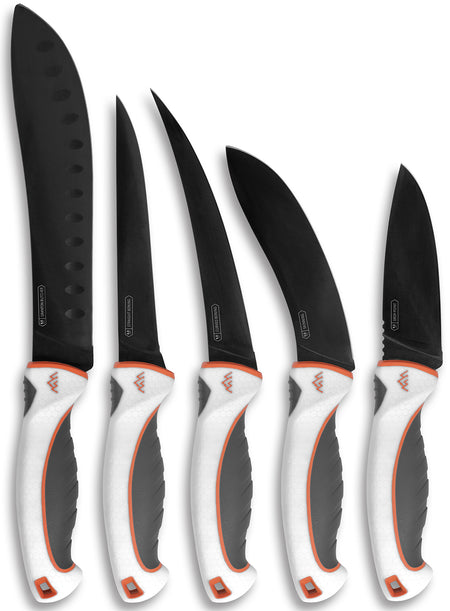 Outdoor Edge EM1 Ergo Max Processing Kit 5-Piece Black Titanium 5Cr13MoV Stainless Steel Knives