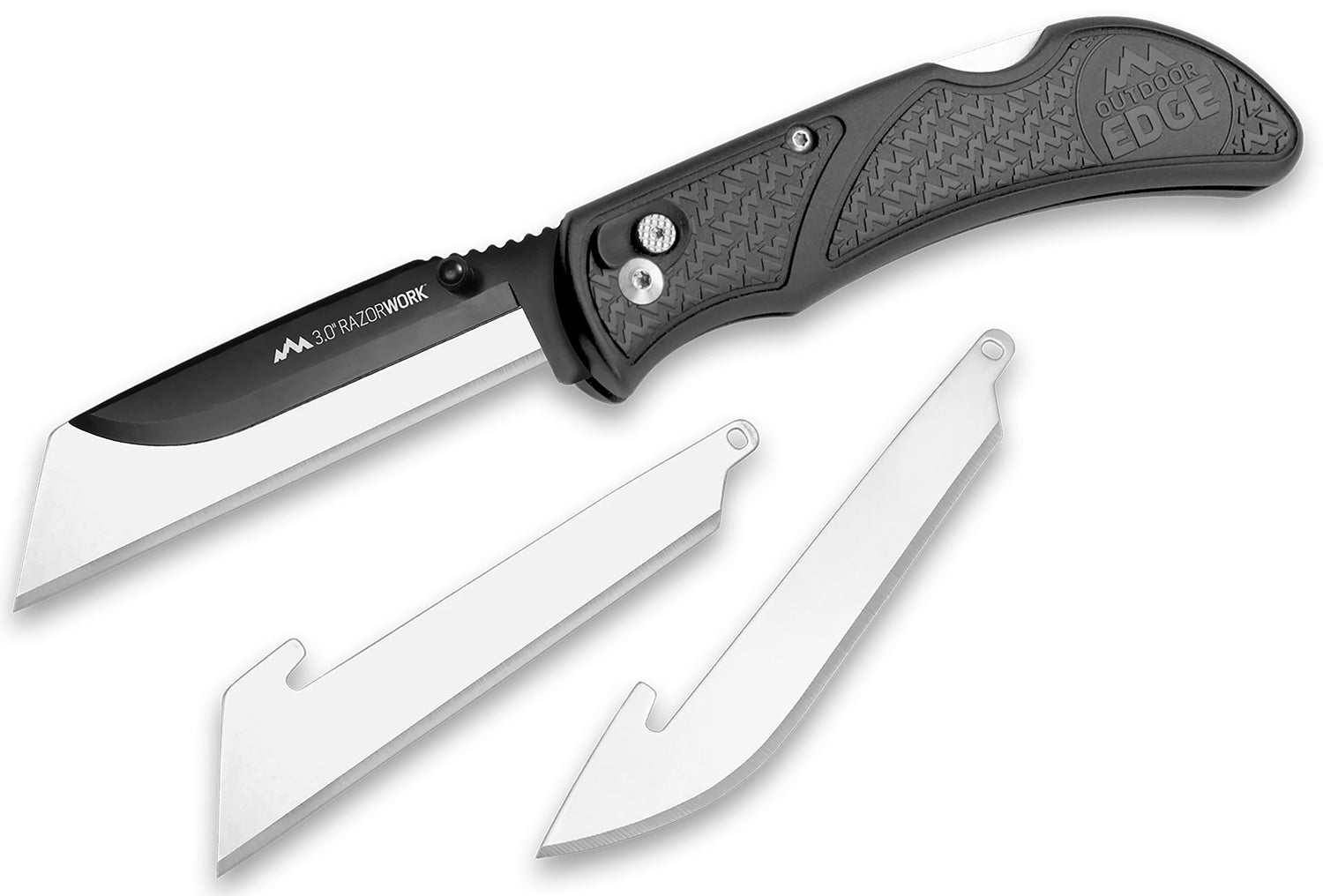 Outdoor Edge RazorWork RW3060C 3" Folding Multi-Blade Utility Knife Gray Grivory/TPR Handle