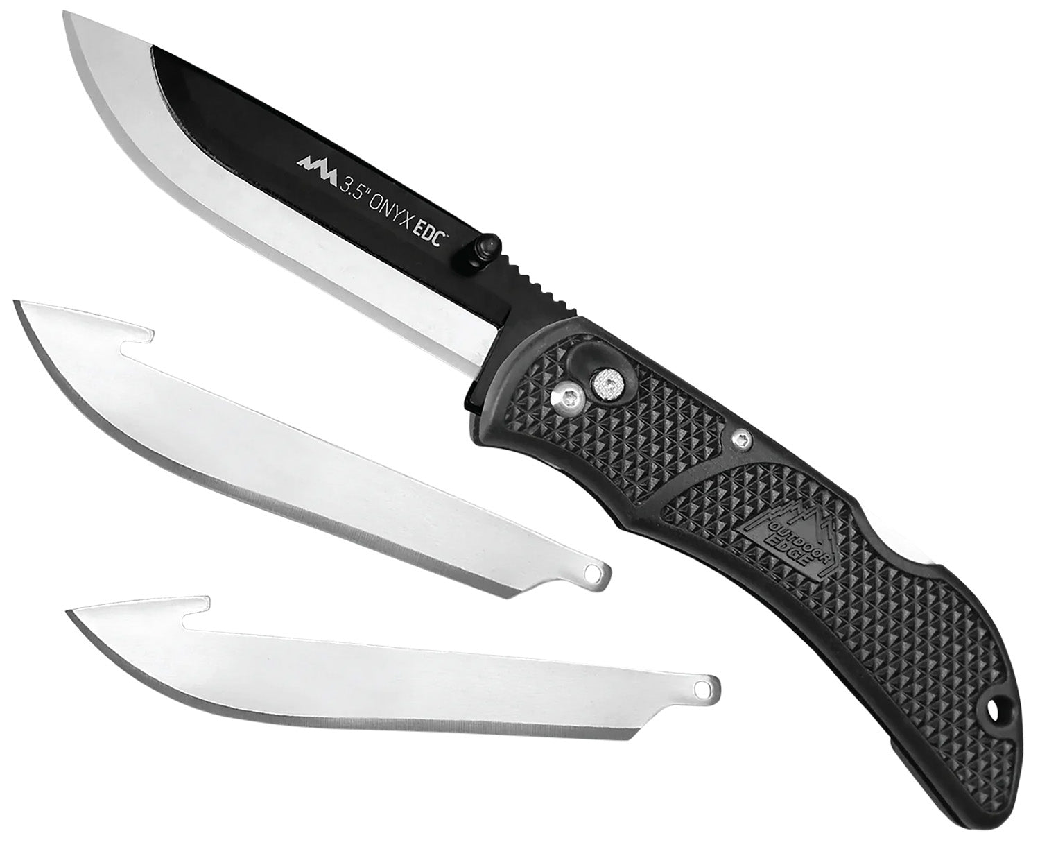 Outdoor Edge Onyx OX10C 3.50" Folding Drop Point Knife 3 Blades 420J2 Stainless Steel Black Handle