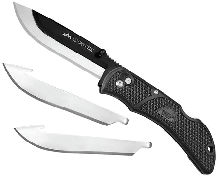 Outdoor Edge Onyx OX10C 3.50" Folding Drop Point Knife 3 Blades 420J2 Stainless Steel Black Handle