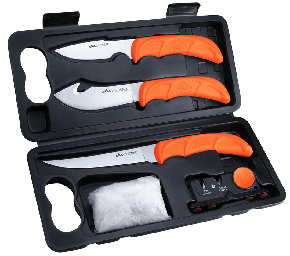 Outdoor Edge WildLite WL6 Compact Fixed Blade Hunting Knife Kit – Boning/Caper/Skinner, 420J2 SS, Carry Case
