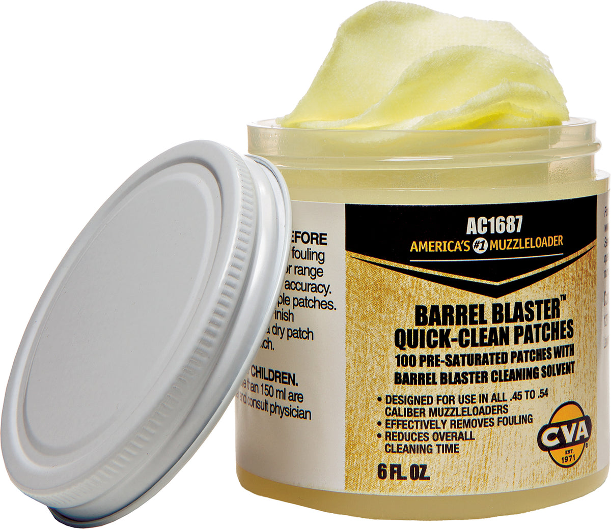 CVA AC1687 Barrel Blaster 6 oz Pre-Saturated Quick Clean Patches for Muzzleloader Barrels