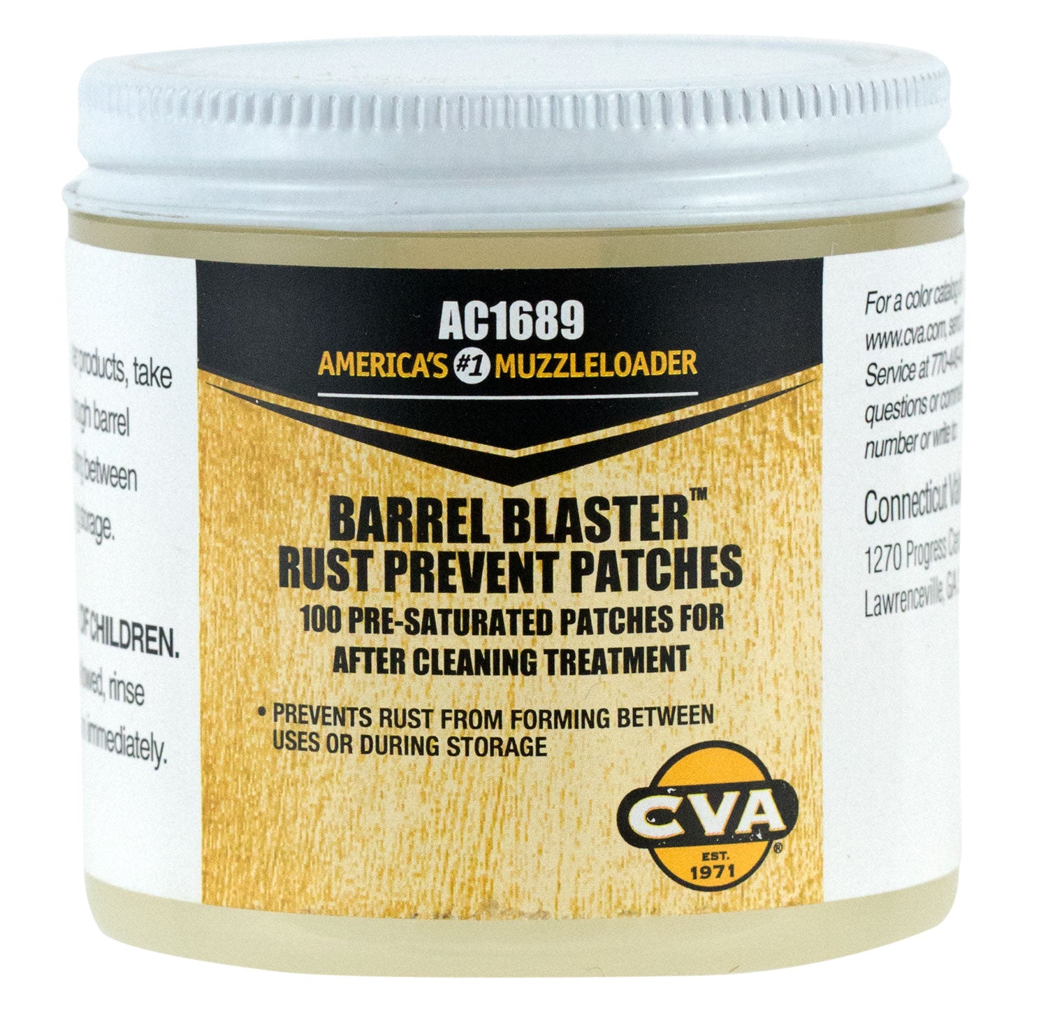 CVA AC1689 Pre-Lubed Barrel Blaster Patches Jar for Muzzleloader Bore Protection
