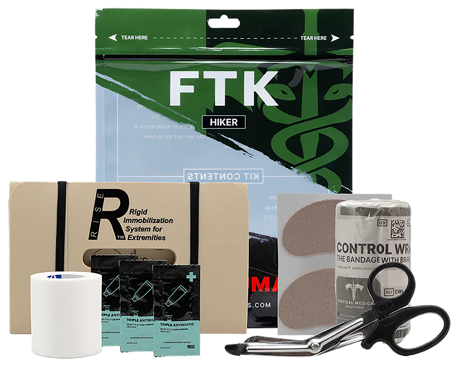 Tacmed Solutions Trauma Kit Hiker Field with RISE Splint Moleskin and Surgical Tape