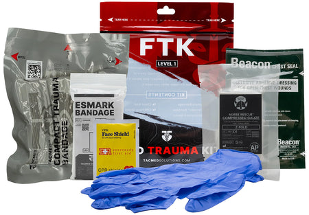 Tacmed Solutions Trauma Kit Level 1 Field with Esmark Bandage and Compressed Gauze