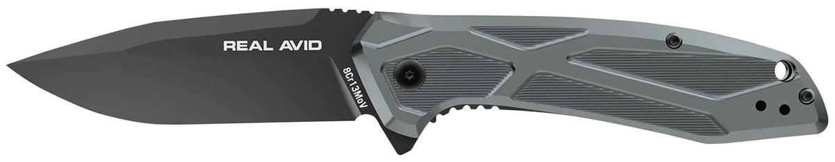 Real Avid AVRAV2 RAV-2 3.25" Drop Point Black Oxide Folding Knife Aluminum Handle