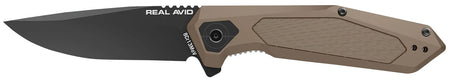 Real Avid AVRAV3 RAV-3 3.25" Drop Point Black Oxide Folding Knife FDE Textured Aluminum Handle
