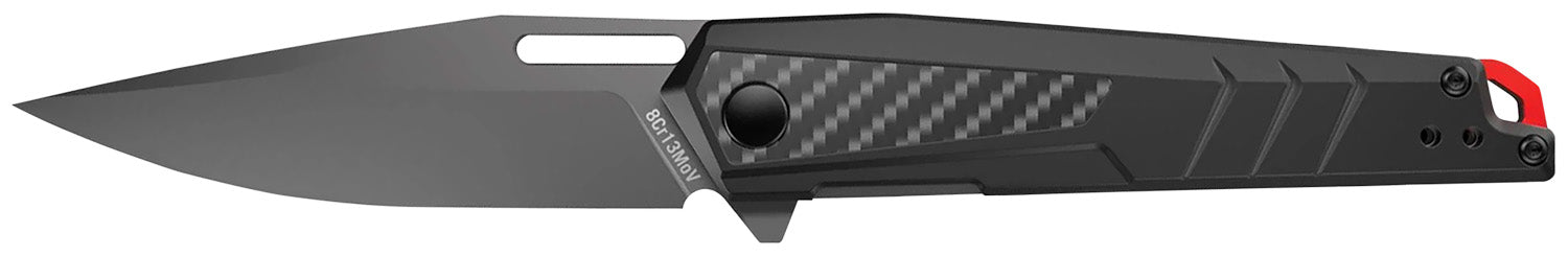 Real Avid AVRAV5 RAV-5 3.40" Drop Point Titanium Finish Folding Knife Black Aluminum Carbon Fiber Handle