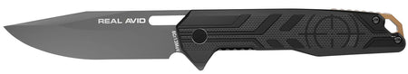 Real Avid AVRAV7 RAV-7 3.25" Drop Point Titanium Finish EDC Folding Knife Black G10 Handle