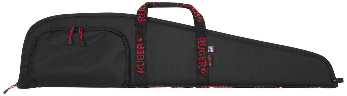 Ruger 27140 40-Inch Black Endura Rifle Case Red Logo Zippered Accessory Pocket Dense Foam