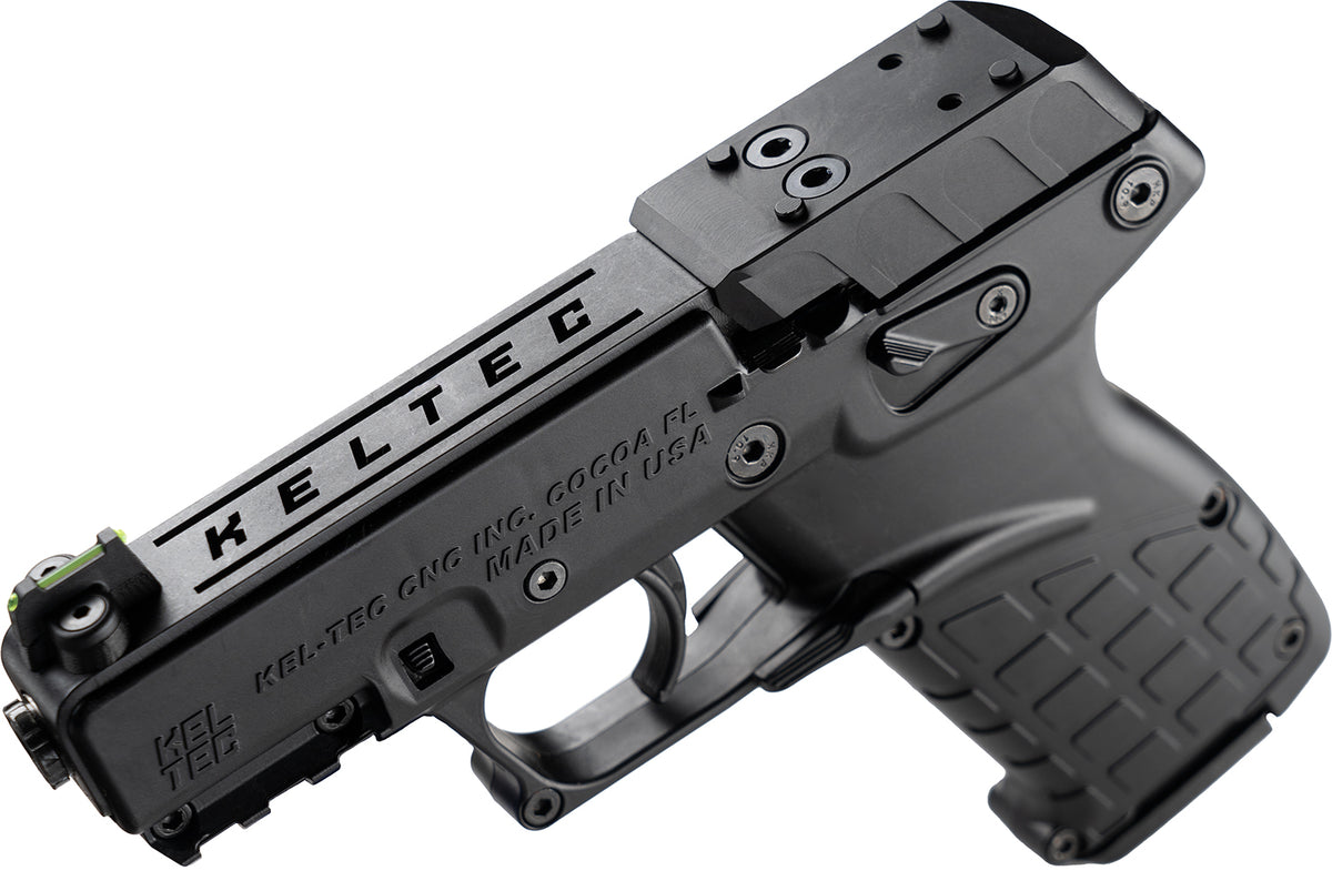 Kel-Tec P17BBLKOR P17 22 LR 16+1 3.80" Black Steel Barrel, Black Optic Ready/Serrated Slide, Black Polymer Frame w/Picatinny Rail, Textured Grip