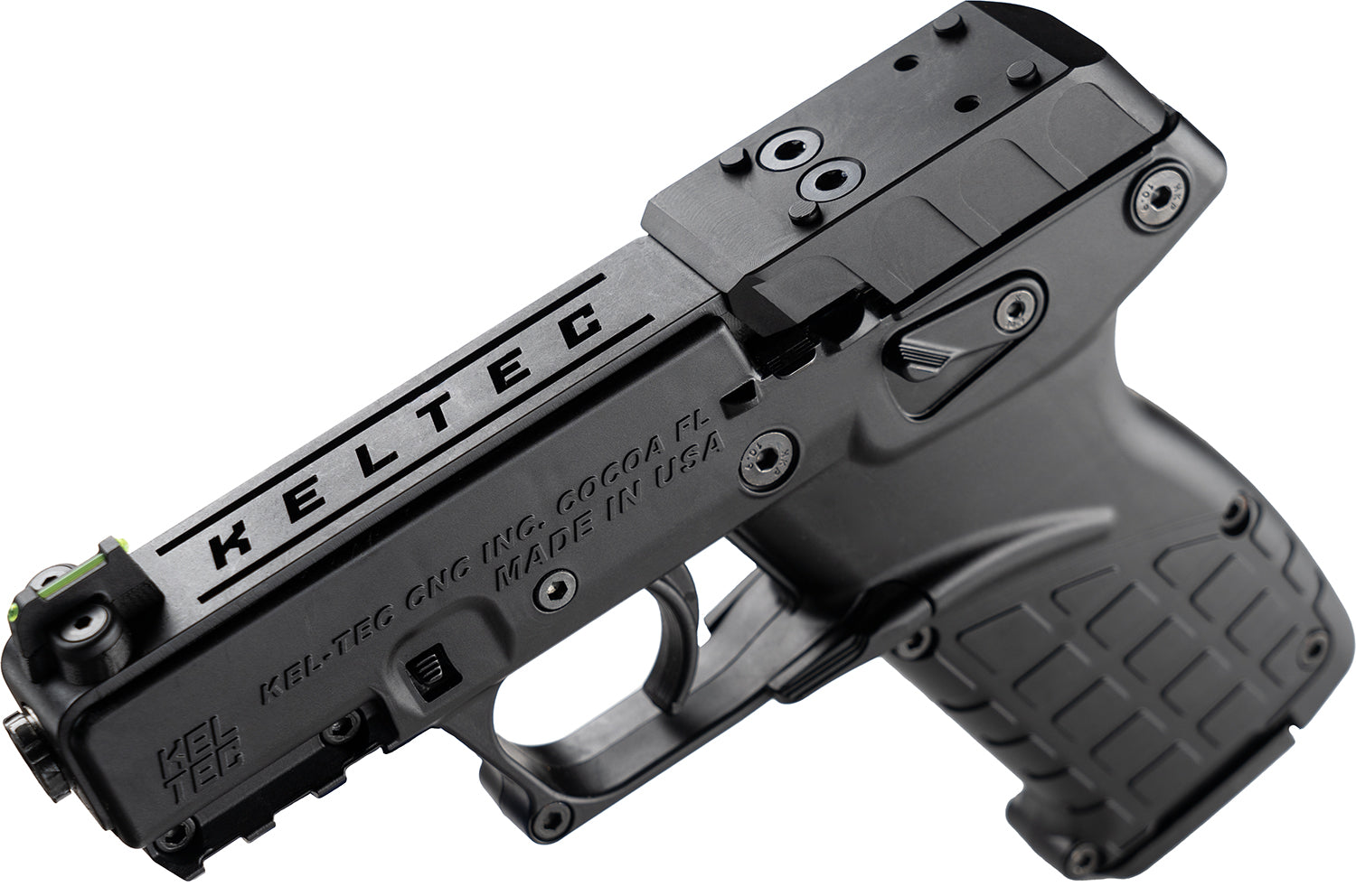 Kel-Tec P17BBLKOR P17 22 LR 16+1 3.80" Black Steel Barrel, Black Optic Ready/Serrated Slide, Black Polymer Frame w/Picatinny Rail, Textured Grip