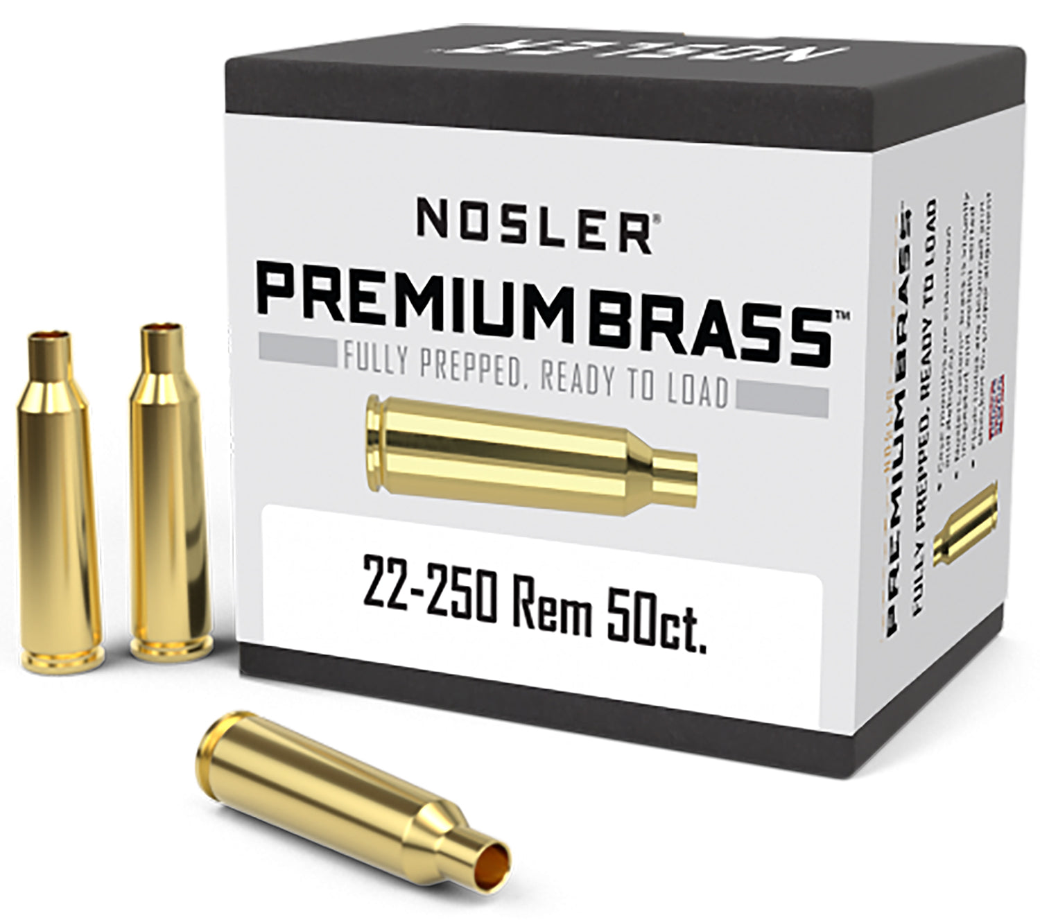 Nosler 22-250 Rem Premium Unprimed Rifle Brass Cases 50/Box